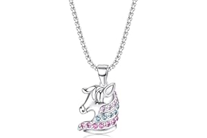 ORAZIO CZ Lucky Horse Pendant Necklace Sterling Silver 925 for Girls Horse Lovers Silver Horse Pendant with Stainless Steel Chain BFF Chains Horse Jewellery Birthday Gifts for Children