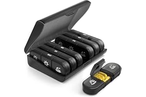 ‎AUVON AUVON wöchentlicher Pillendose 7 Tage 3 Fächer, tragbare Tablettenbox mit großen separaten Fächern für Medikamente, Vitamine, Fischöl, Nahrungsergänzungsmittel usw. (Schwarz)