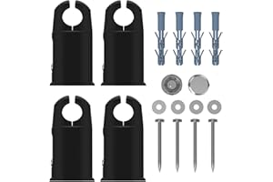 Myhomeware Clamp Brackets for Heated Towel Rail Radiators Flat & Curved (Black, 19mm Tube Width)