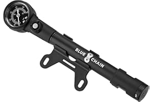 BLUECHAIN® High Volume & High Pressure Dämpferpumpe 20 bar (300 psi) / Handliche Fahrradpumpe mit Manometer/Fahrrad Luftpumpe