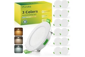 Fondiiz Lot de 12 Spot LED Encastrable Extra Plat, 3.5W 340LM Spots de Plafond Blanc Chaud 3000K Blanc Neutre 4500K Blanc Froid 6000K Reglable, IP44 Spot Salle de Bain pour Cuisine, Trou Φ55-68mm