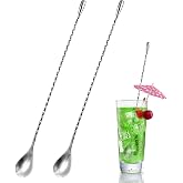 2 Pieces Stainless Steel Mixing Spoon, 30 cm Twisted Stirrer Cocktail Long | Spiral Mixing Spoon, Mixing Spoon for Mixing Dri