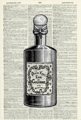 PERFUME BOTTLE - BEDROOM Art Print - Bathroom Art Print - Vintage Dictionary Art Print - Vintage Illustration - Wall Art - Wall Hanging - Book Print - Home Décor - Housewares - Mixed Media Original - 507DF