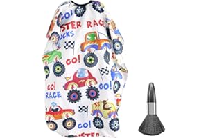 YDHfdc Friseurumhang Kinder Haarschneideumhang mit Verstellbaren Schnappverschluss Umhang Friseur Barber Cape mit Gebrochene Haarbürste für Mädchen Junge