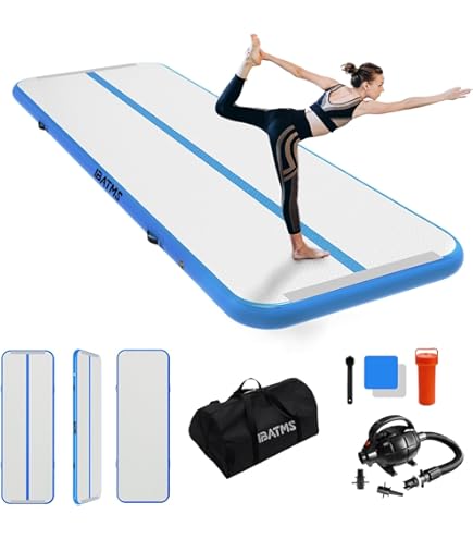Tapis Airtrack Gonflable 20 Cm D'épaisseur - 100 Ou 140 Cm, Avec Pompe 600W - Pour Gym, Yoga, Jeux Enfants