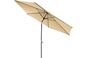 ML DESIGN MODERN LIVING ML-Design Parasol de Jardin Marron Ø300 cm avec Manivelle et Mécanisme d'Inclinatison Réglable Rond en Aluminium Protection UV/Solaire Ombrelle pour Plage Jardin Piscine Balcon Parapluie d' Exterieur