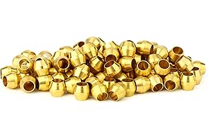 GASHER 100 Pièces Raccord à compression en laiton, Manchon à compression en laiton Ferrules 6mm Tube OD