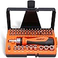 WELLCUT 44 pcs Universal Ratchet and Screwdriver Bit Set with Case, Hex/Torx/Slotted/Phillips/Pozidriv/Square for DIY/Electronics Repair/Hand Tools, WC-RSD44, Orange, Medium