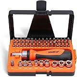 WELLCUT Durable 44-Piece Ratchet Precision Nut and Screwdriver Accessory Set with Anti-Slip Handle for Work Repair Tool for H