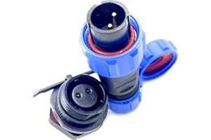 BAYZCONN Anschlussstecker Luftfahrtstecker SP13 2 Polig, 2 Pin Lötfreier Aviation-Stecker IP68 Wasserdichter und Staubdichter Luftfahrtstecker für Außenlampen Verwendet 250V 13A (14AWG Kabel Schraub-Crimp)