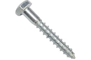 AERZETIX - C44559 - Lot de 50 - Tirefonds/vis à bois M6x40mm - à tête hexagonale 6 pans - DIN571 - en acier-zingué - assemblage fixation charpente ossature contreplaqués agglomérés