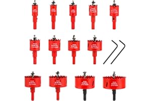 VONLUX Hole Saw Set, 13Pcs 18mm - 75mm Hole Saws Drill Bit with Hex Shank and Centring Drill, Hole Cutter Drilling Holesaw Kit for Wood Soft Metal Plastic Plasterboard