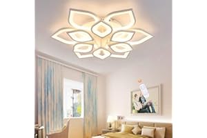 Lfoute Deckenleuchte LED Modern Wohnzimmerlampe Dimmbar Deckenlampe Mit Fernbedienung Creative Lotus Blume Design Kronleuchter Acryl Lampenschirm Schlafzimmer Esszimmer Büro Innenleuchte,6+6heads