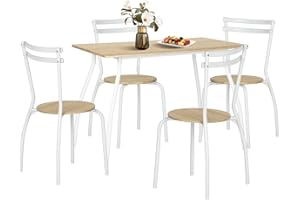 buybyroom Modern Dining Room Set 5 Piece, Compact Modern Rectangular Kitchen Dining Table and Dining Chairs for Kitchen Living Room Dining Room with Black Legs-Natural Color