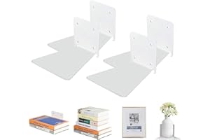 devesanter Floating Bookshelves, Invisible Bookshelf, Floating Book Shelves Wall Mounted for Bedroom & Living Room, Wall Mounted Storage for Home Room Creative Decoration Book Display (4 Pack, White)