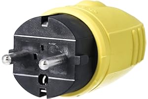 as - Schwabe 62403 Gumowe Wtyczki/Złączki Bez Kabla Do Użytku Na Zewnątrz, IP44, IP44, 230 V/16 A, Żółty