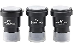 XCCYG Kit de Lentilles de Barlow 2X-3X-5X pour Télescope, Accessoire 3,2 cm Entièrement en Métal, Multi-revêtement Large Bande Vert pour Astronomie Oculaire