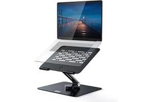 Minthouz Aluminium Laptop Ständer für Schreibtisch, Ergonomischer Laptop Halterung mit 360° Drehgelenk, Faltbarer Notebook Ständer Kompatibel mit MacBook Air Pro Dell Lenovo HP mehr 10-17 Zoll Laptop