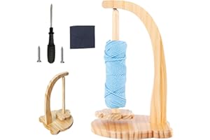 HUAMIRRA Porta Gomitolo Rotante, Portagomitolo Girevole per Uncinetto in Legno, Supporto per Filo per Lavorare a Maglia e All'uncinetto, Base del Modello Dell'orso, con Accessori di Montaggio(Colore Legno)