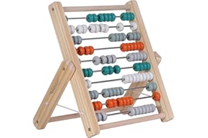 Kindsgut boulier abaque, Jeu éducatif en Bois, pour Compter et calculer jusqu'à 100, qualité supérieure, Couleurs discrètes et Design Simple, Bleu pétrole