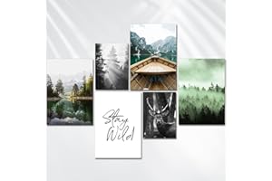 AREDE Zestaw 6 sztuk obrazów, plakat "Stay Wild", dekoracja domu, biura, salonu, sypialni, 4 x A4 (21 x 30 cm) + 2 x A5 (15 x 21 cm), gotowa do powieszenia, bez ramy
