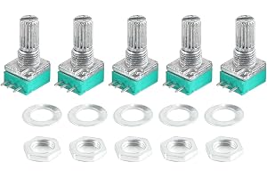 NYLIX 5 st B50K 3-stifts enkel linjär roterande konisk potentiometer, ljudförstärkare med strömbrytarpotentiometer