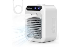 ANGEL LINE Aire Acondicionado Portatil, Mini USB Ventilador, Enfriador de Aire, Aire Humidificador Portátil Silencioso, 2Velocidades de Ventilador, 2 Modos de Nebulización, Adecuado para Hogar, Oficina