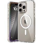 Minesk iPhone 15 Pro Max İ&ccedil;in Magsafe İle Uyumlu Kılıf Ultra Şeffaf G&ouml;r&uuml;n&uuml;ml&uuml; ve &Ccedil;ember Kısmı Boya Olmayan Yeni Versiyon (Kri