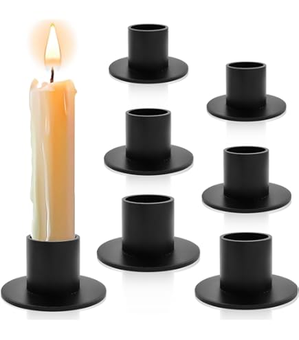 Bougeoir Noir, Lot de 3 Assiettes à Bougie en Forme de Pilier en Fer