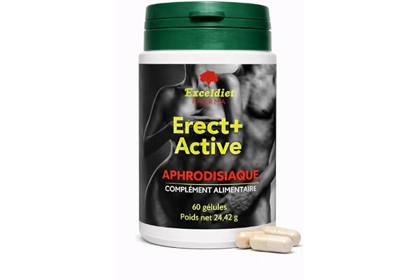 Exceldiet Pharma | Erect + Active - 60 Gélules Virilité & Désir Homme - Formule Maca, Tribulus & Ginseng Rouge - Booster Performance, Vitalité & Testostérone