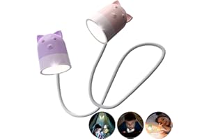 Warooma Cute LED Neck Reading Light,Bendable Bunk Book Lights,Kids Reading Clamp Lamp Books in Bed,for Knitting,Needlework,Camping,Headboard Clip on Lamps Booklight