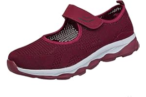 CrazycatZ Damen Mary Jane Halbschuhe Outdoor Fitnessschuhe Atmungsaktive Mesh Schuhe Sport Slipper mit Klettverschluss