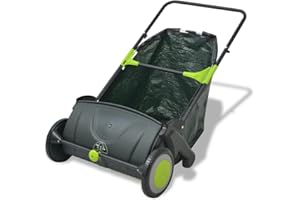 Festnight Push Lawn Sweeper Manual Lawn Yard Sweeper Cleaner with 103L Collecting Bag for Outdoor Garden