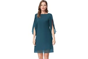 GRACE KARIN Abito Donna Vestito Elegante Chiffon Manica Corta Casual in Girocollo