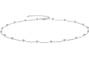 CERSLIMO Kette Silber 925 Gold Rosegold, Sterling Silber Choker Kette Damen Perle Halskette ohne Anhänger für Frauen Mädchen