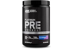 Optimum Nutrition ON Platinum Pre Workout Advanced with l-Citrulline, Beta-Alanine and Caffeine, Blue Raspberry, 20 Servings, 420 g
