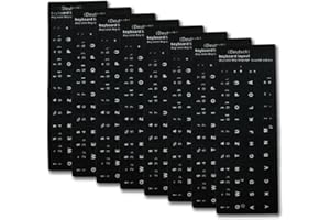 BCBF 8PCS Deutsche Tastaturaufkleber, Computer-Tastatur-Aufkleber, schwarzer Hintergrund mit weißem Schriftzug Computer Laptop Tastatur Ersatztastaturaufkleber