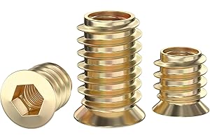 GUEEYUAW Insert Fileté 20 Pièces M8 x 13mm, Insert Bois M8, Inserts Hexagonaux pour Meubles en bois