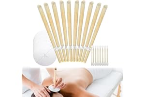 LXTAOLER Świece uszne, naturalne świece do uszu z wosku pszczelego do czyszczenia uszu, zestaw świec do uszu z 5 tarczami ochronnymi i 10 szt. bawełnianych wacików