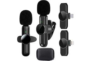 Vintoney Lavalier Microphone sans fil pour iPhone iPad Android Microphone à clipser Plug & Play Mini microphone réduction du bruit Microphone de téléphone portable pour