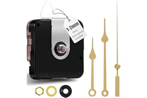 DEEWISH 12888 Kit Movimento Fai-da-Te al Quarzo per Orologio da Parete - Meccanismo Silenzioso, Parti di Ricambio, Lunghezza Totale dell'albero 12,4 mm (31/64 Pollici), (lancette Dorate B)