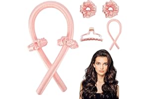 ETRSAIRL Heatless Curling Rod Headband, Silky Heatless Hair Curler with Hairpin, No Heat Wave Styling Tools for Long Medium Hair(Pink)