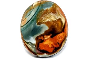 EUSICE - Jaspe Polychrome Pierre Naturelle de Madagascar, Galet protection & Chance, 100% artisanal & fait-main, Jaspe Haute Qualité Ethique pour Lithothérapie, Bien-être, Méditation et Yoga