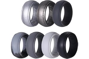 OIDEA Anillo Deportivo Silicona Hombre: Anillo de Compromiso Suave Transpirable de 8mm de Ancho Siete Colores Talla 17 a 32 - Para Fiestas Uso Diario Regalo