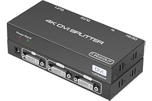 VEDINDUST Divisor DVI Splitter Una Entrada y Dos Salidas 2 Puertos Apoyo 4K2K30Hz Aplicable a la Pantalla del Proyector PC DVR etc