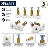 AYRINTISHOP Banyo Duşakabin ve Cam Kabin Tekerleri, &Ccedil;ap 18mm, Boy 24mm, 8 Adet