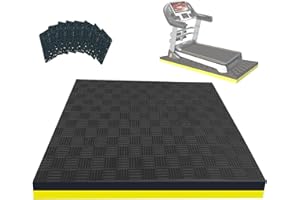 MNBVH Heavy Duty Exercise Equipment Mat 2.5 cm Thick Treadmill Mat Floor Protector Large Noise Reduction Exercise Bike Mat Rubber Anti-Vibration Pads Sound Absorbing Mat 170×80×2.5 cm-Black+Yellow