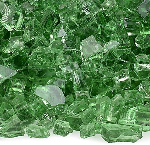American Fireglass 10-Pound Fire Glass with Fireplace Glass and Fire Pit Glass, 1/4-Inch, Evergreen