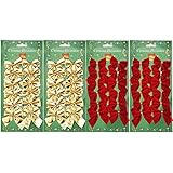 48 Piezas de Lazos de Navidad Decoraciones 50 mm de Lazos de Cinta Adornos de Navidad, Rojo y Dorado