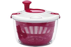 SKYVOV tacery Salad Spinner Medium | Manual Salad Spinner | Lettuce Spinner Fruit Washer Vegetable Dryer | Kitchen Tools Salad Spinners With Clear Serving Bowl, Colander Basket